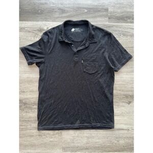 Woolly Men's 100% Merino Wool Black Polo Shirt, Large